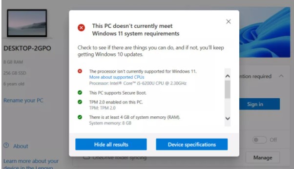 Spesifikasi Minimum Laptop/Komputer Untuk Windows 11